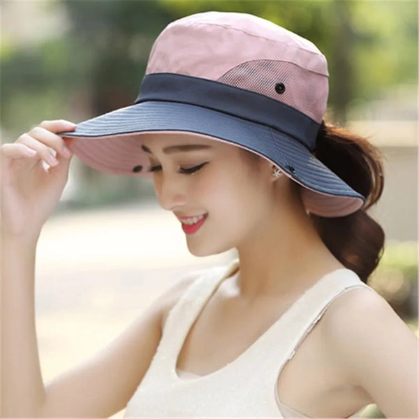 2024 UV UPF Wide Brim Ponytail Sun Hat: Perfect for Outdoor Adventures!